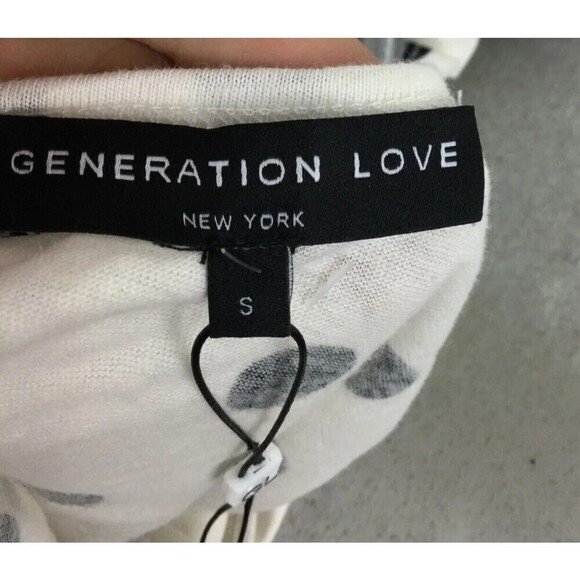 Generation Love Top Hugo Polka Dot Lace Up Linen blend Blouse White black Small - Picture 5 of 8
